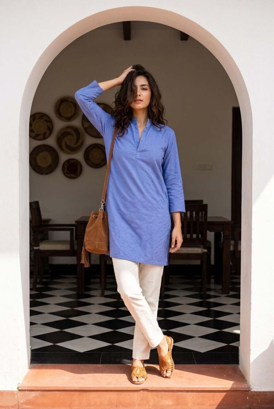 Minnie Minors Blue Textured Kurta Tunic Size 9/10 #628